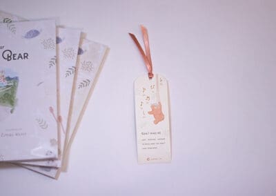 bookmark with book stack hangin round
